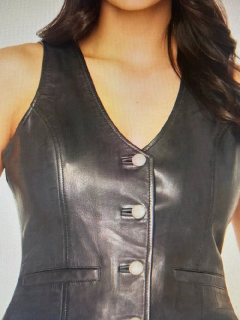 Idyllwind Josephine Button Down Lush Black Leather Lined Fitted Vest NWT